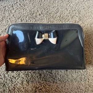 Ted Baker Glossy Black Cosmetic Bag with Bow Detail